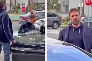A ”szerencsétlen” Ben Afflecket filmre vették, ahogy dühösen csapja be az autó ajtaját felesége, Jennifer mögött