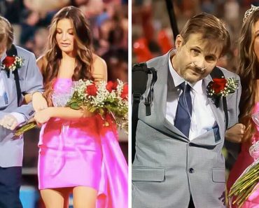 Könnyfakasztó fotókon a rák ellen küzdő apa, amint a lányát kíséri, amikor megnyeri a bálkirálynő címet Könnyfakasztó fotókon a rák ellen küzdő apa, amint a lányát kíséri, amikor megnyeri a bálkirálynő címet