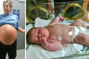 A nő egy 6 kilós babának ad életet, és a fotók sokkolják az internetet